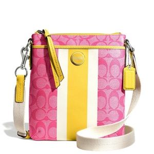 Coach Signature Stripe PVC Swingpack Crossbody Bag